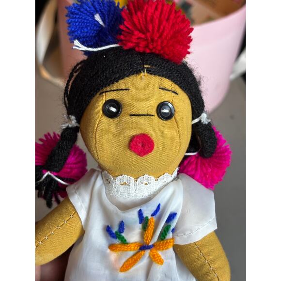 Vintage Guatemalan Worry Doll Homemade Muneca Hispanic Folk Art 10" Cultural - Picture 6 of 6